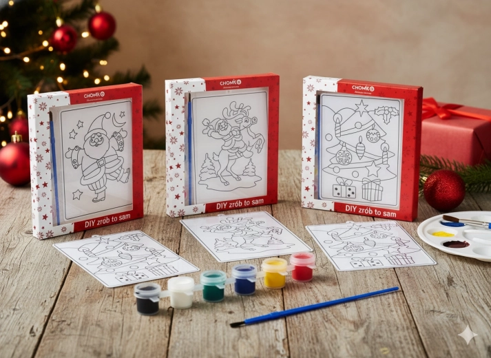 Weihnachts-Set zum Bemalen von Fensterbildern mit 6 Farben – Motiv-Mix