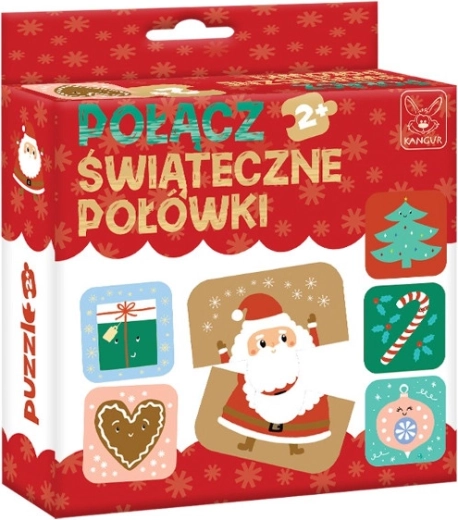 Süße Weihnachts-Hälften verbinden – pädagogisches Kinderspiel