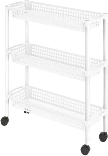 Heidrun Kunststoffregal auf Rollen mit 3 Körben 60 × 18 × 61 cm (Farbmix)