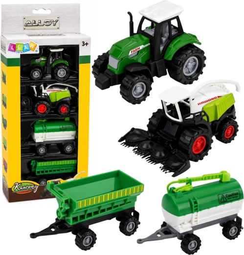 Set landwirtschaftlicher Fahrzeuge mit Traktor, Häcksler und Zisterne 1:68 (4 Stk.)