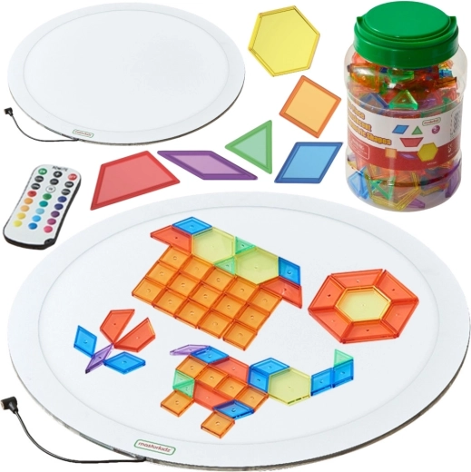 MASTERKIDZ runder LED-Lichtpanel mit bunter Mosaik Montessori 140 Stk.