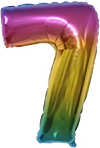 Folienballon Zahl 7 regenbogenfarben 30 cm TORO
