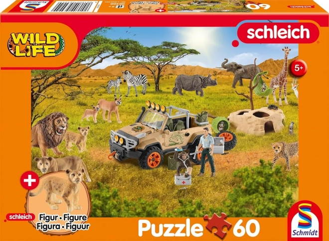 Schmidt Puzzle Schleich in der Savanne 60 Teile + SCHLEICH Figur