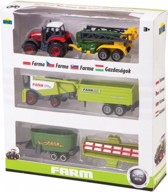 Set landwirtschaftlicher Maschinen in einer Schachtel