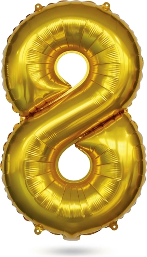 Geburtstags-Folienballon Zahl 8, gold, 84 cm