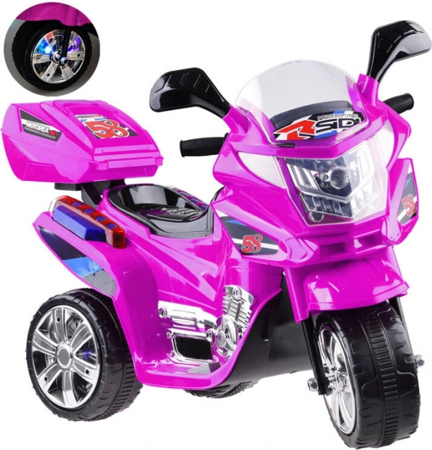 Elektrisches Kinder-Motorrad mit LED-Beleuchtung – Rosa