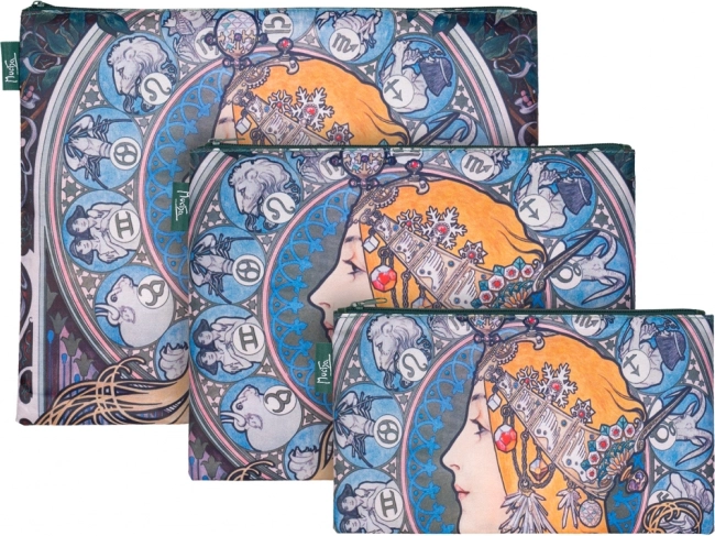 Set aus 3 Täschchen Mucha Zodiac