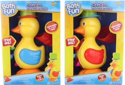 Badeente mit Wasserrad für die Badewanne