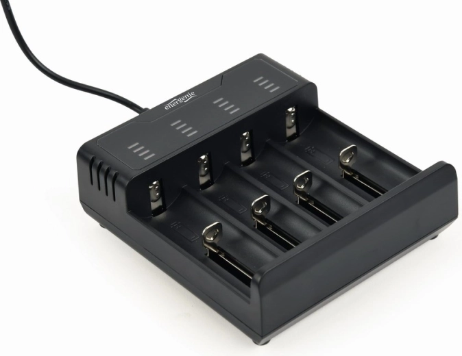 USB-Ladegerät für Ni-MH- und Li-Ion-Akkus, schwarz
