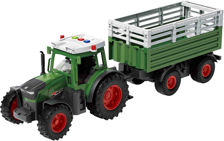 Traktor mit Anhänger, Licht- und Soundeffekten, 42 cm