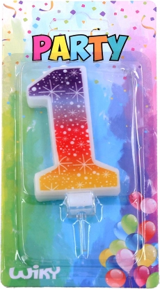 Partykerze Nummer 1 mit Sternen