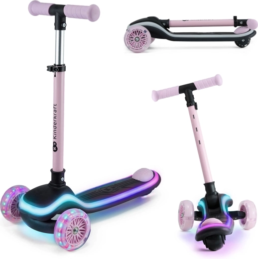 Kinder-Dreiradroller KINDERKRAFT Raket Pink mit LED-Beleuchtung