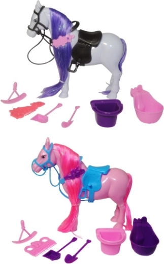 Plastik-Pferdchen mit Zubehör für Puppen