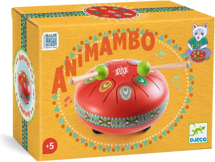 Djeco Animambo roter Zungentrommel mit Notenkarten