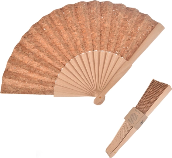 Fächer aus Kork und Holz 23 cm