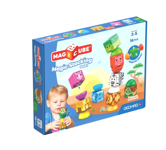 Geomag Magicube Safari magnetisches Konstruktionsset mit Tieren, 16 Teile