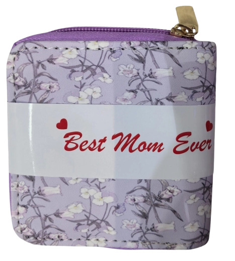 Pink Damengeldbörse mit Motiv aus violetten Blüten