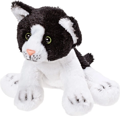 Plüschkatze schwarz‑weiß 15 cm