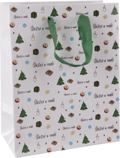 Geschenkpapiertüte „Fröhliche Weihnachten“ 18 × 10 × 23 cm