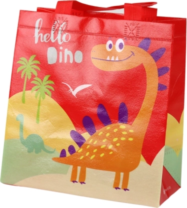 Geschenktasche Dinosaurier rot 23 × 21,5 × 11 cm