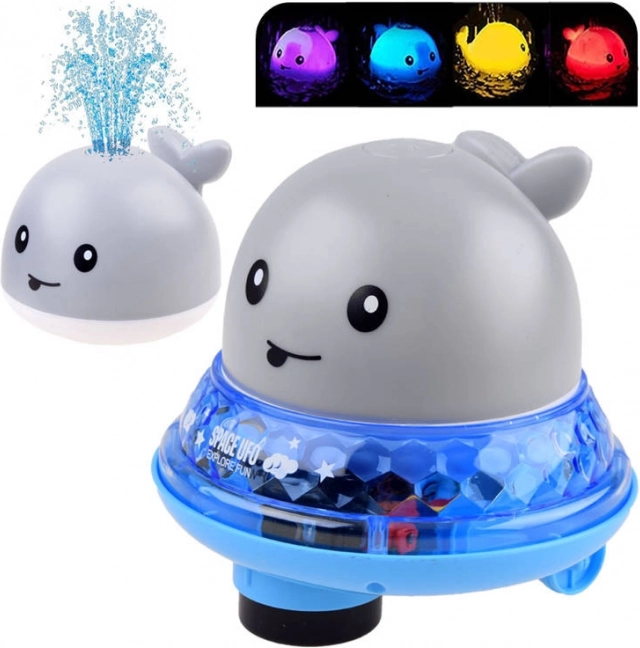 Wasser-Wal mit Springbrunnen und fahrender Badeplattform – Grau