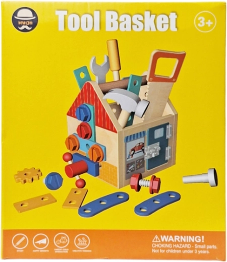 Holz-Werkzeugset in Häuschen-Kiste