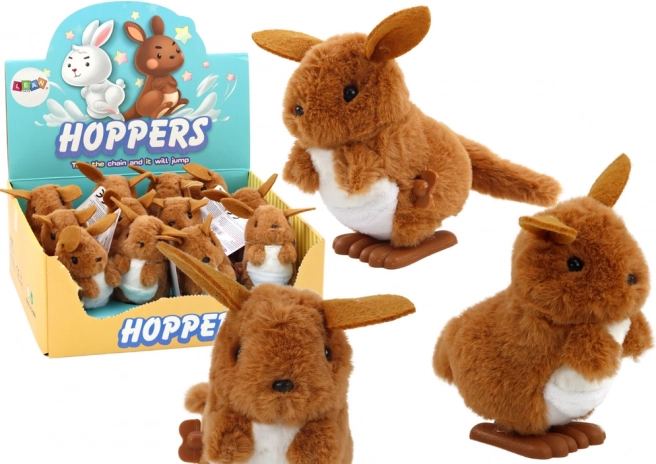 Zum Aufziehen hüpfendes Plüsch-Känguru braun