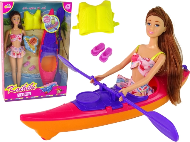 Puppen-Set mit Kajak und Zubehör - Rosa
