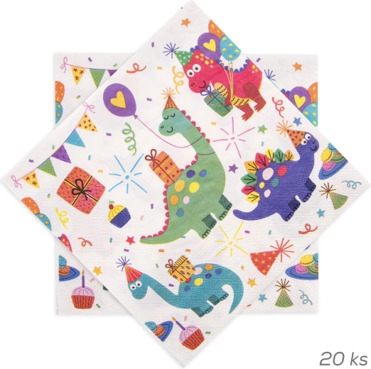 Papierservietten mit Dinosaurier-Motiv 33 × 33 cm (20 Stk.)