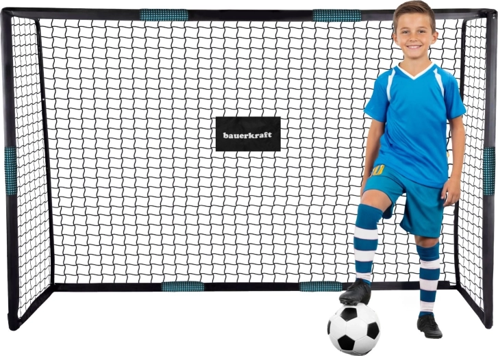 Stahl-Fußballtor Bauerkraft mit Trainingsnetz 180 × 120 × 60 cm schwarz-blau