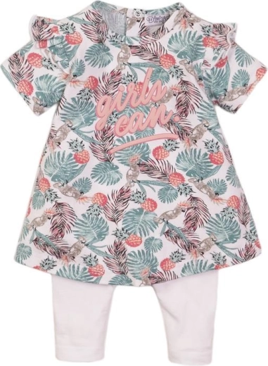 Dirkje zweiteiliges Baby-Kleidungsset 68, weiß/tropisches Motiv