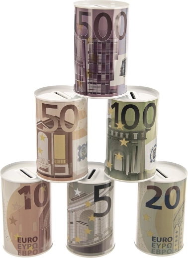 Blechspardose Euro 8 × 8 × 13 cm (Sortiment 6 Varianten)