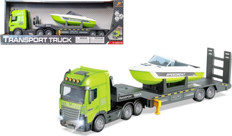 Auto – Abschlepp-Lkw mit Motorboot mit Licht und Sound