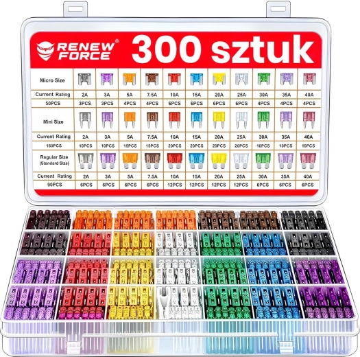 Set Kfz-Sicherungen 300 Stk. 2–40 A (Micro/Mini/Standard) mit Organizer und Sicherungszieher