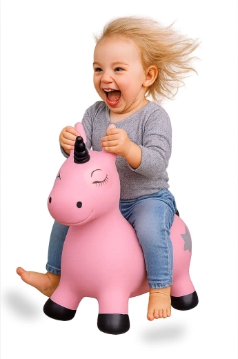 HoppyDoo Hüpf-Einhorn rosa mit Handpumpe