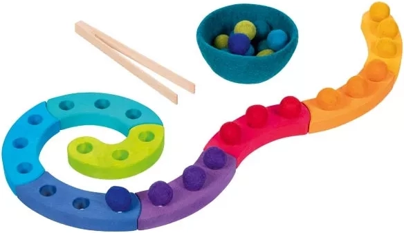 Sortieren von Filzkugeln – Spirale aus Ahornholz