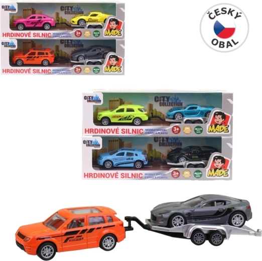 Auto mit Anhänger und Fahrzeug 19 cm