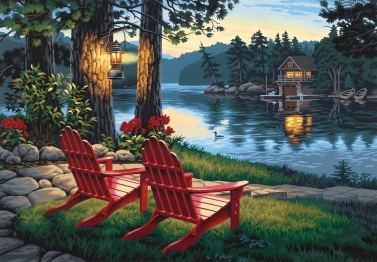 Norimpex Diamantmalerei „Sitzen am See“ 30 × 40 cm
