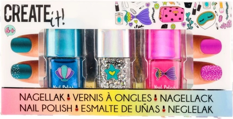 Create It! Nagellack Mermaid – Set mit 3 glitzernden Farben