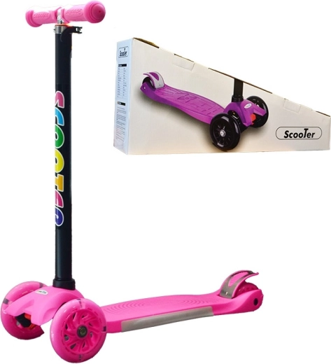 Kinder-Dreirad-Roller mit leuchtenden Rädern – rosa