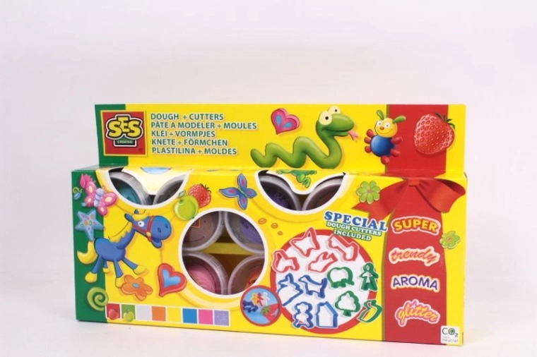 SES Knete-Set 8×90 g mit Förmchen (12 Stk.)