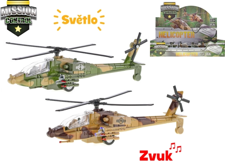 Militärischer Metallhubschrauber Mission Control 20 cm mit Licht und Sound