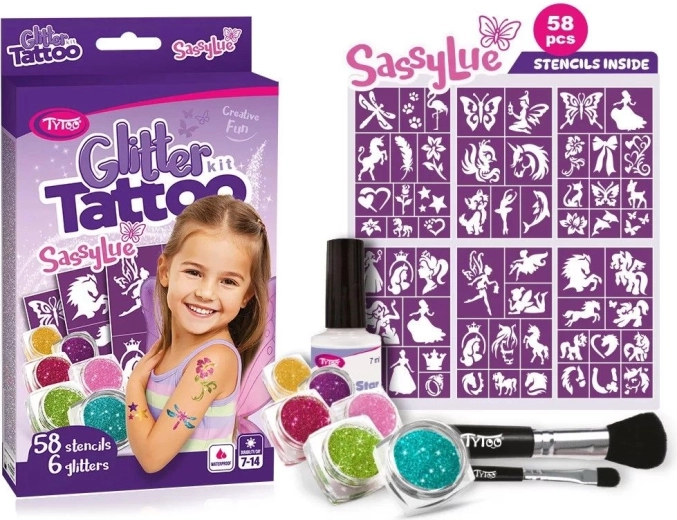 SassyLue großes Set glitzernder Tattoos für Mädchen