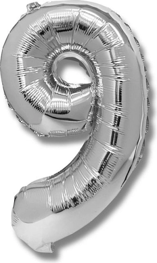Folienballon Zahl 9 silber 40 cm