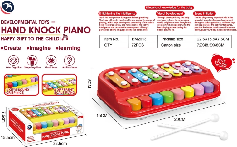 Rotes Xylophon 2-in-1 mit Klavier