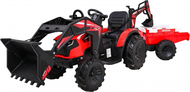 Kindertraktor zum Fahren mit Anhänger rot