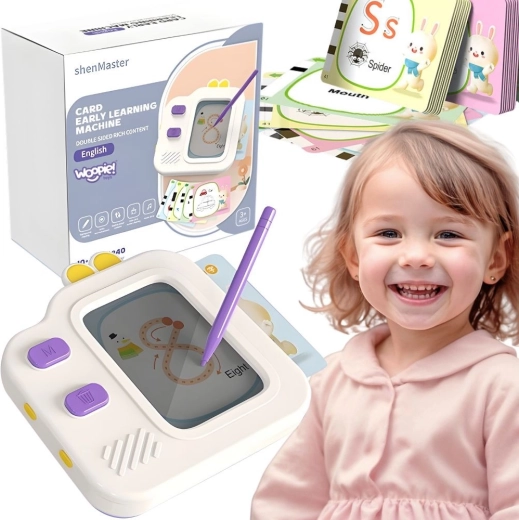Woopie Kinder-LCD-Zaubertafel und Lesegerät für Lernkarten 2-in-1, 120 Karten