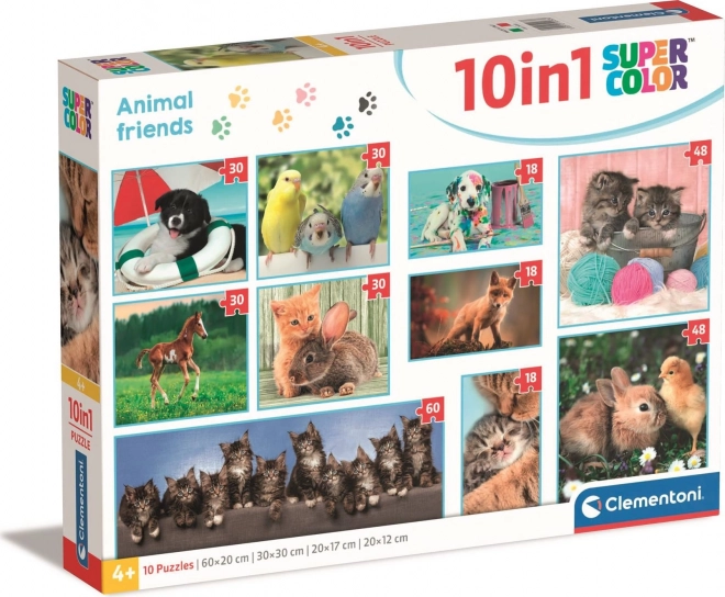 CLEMENTONI Puzzle Tierische Freunde 10-in-1