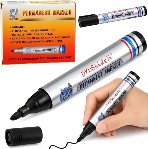 Permanenter wasserfester Marker schwarz mit Keilspitze 13,5 cm - 1 Stück