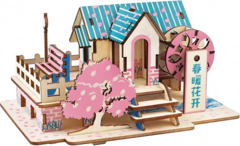 Woodcraft Holz 3D-Puzzle Frühlingshaus